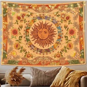Boho Festival Sun/Moon Floral Sunflower Tapestry Wall Decor for Room/Dorm/Yoga